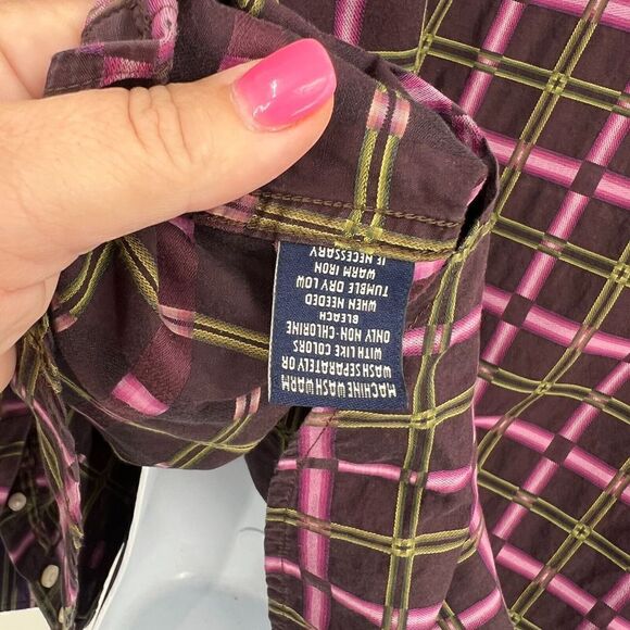 Robert Graham Men's Button Down Shirt XL Purple Green Fluorescent 100% Cotton - Picture 10 of 14